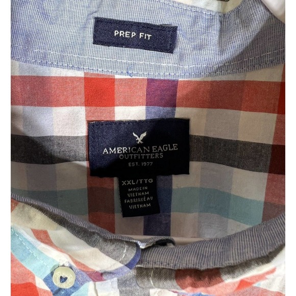 American Eagle AEO Prep Fit Button Down Long Sleeve Shirt Mens XXL Plaid - Picture 3 of 16